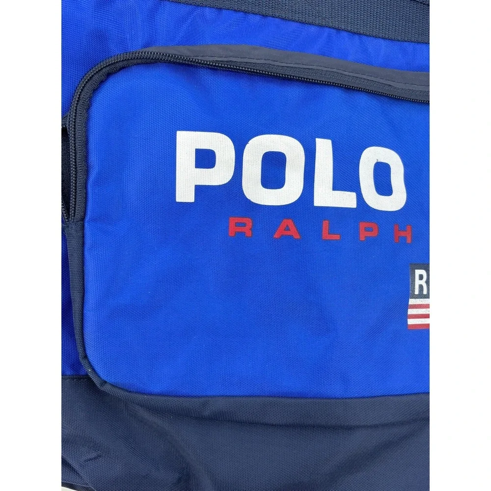 Polo Ralph Lauren Sport Duffel Bag Blue Black US Flag Logo Vintage Mens Travel